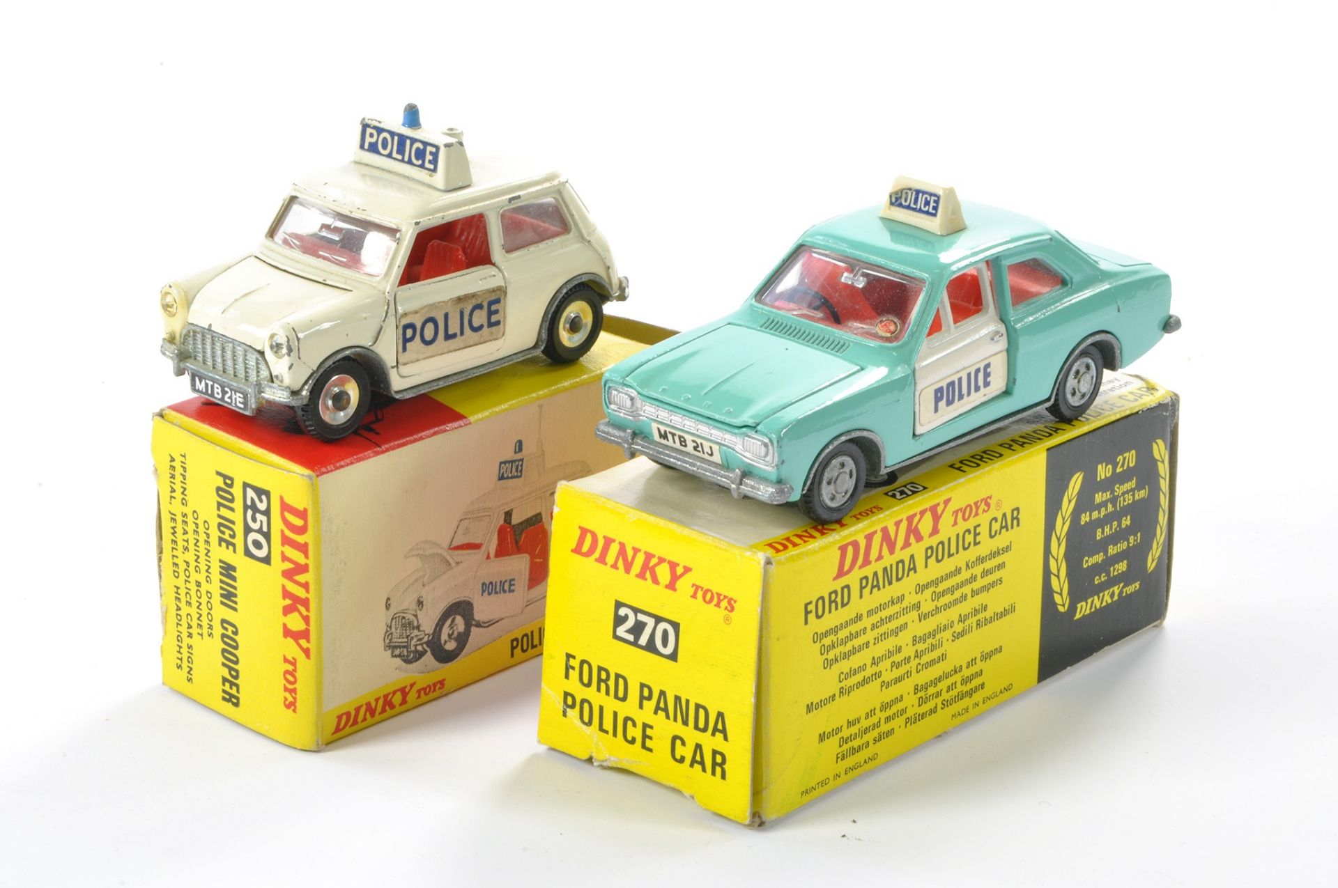 Dinky No. 270 Ford Panda Police car, very good to excellent in good box (tear one end) plus No.