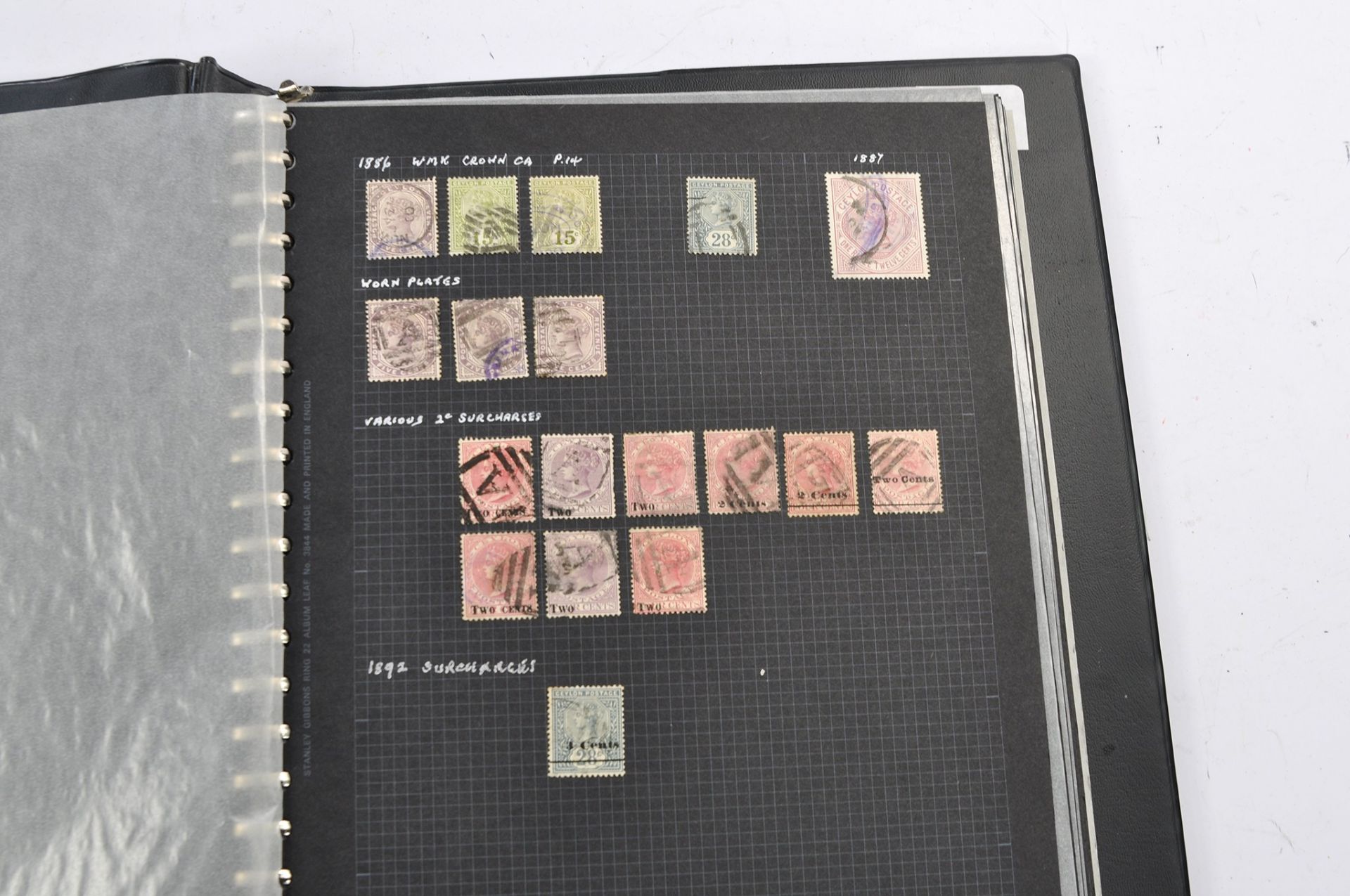 Stamps interest comprising large album of High Value Ceylon Stamps from 19th Century - Queen - Image 7 of 15