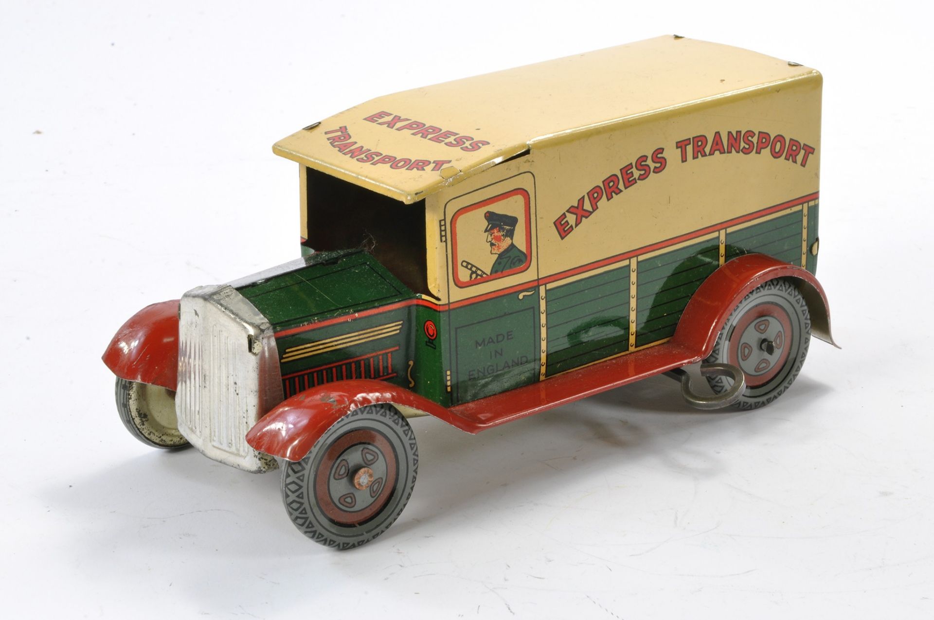 Wells Tinplate Clockwork Express Transport Delivery Van. In good working order, generally very