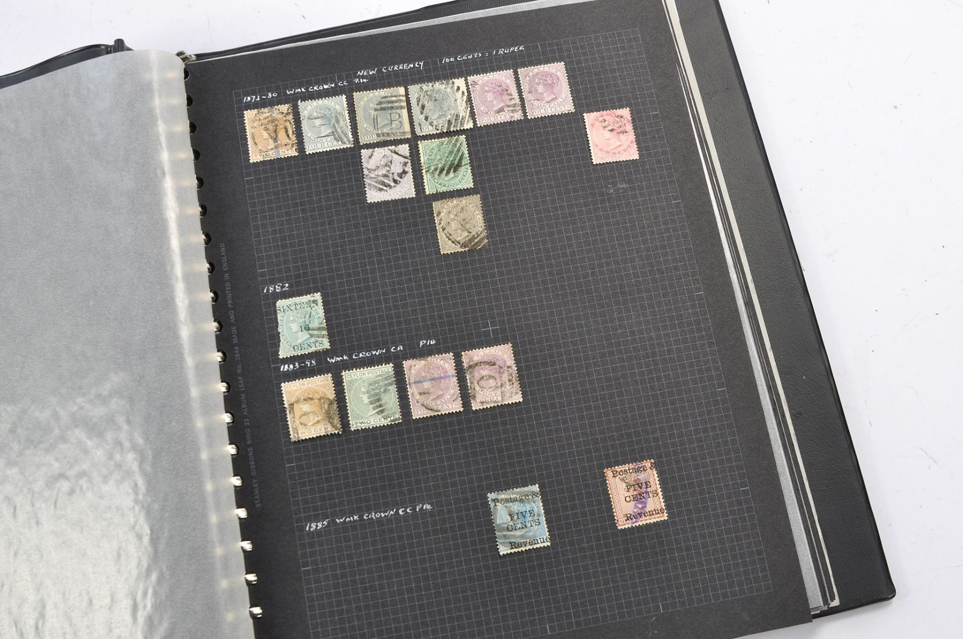 Stamps interest comprising large album of High Value Ceylon Stamps from 19th Century - Queen - Image 5 of 15