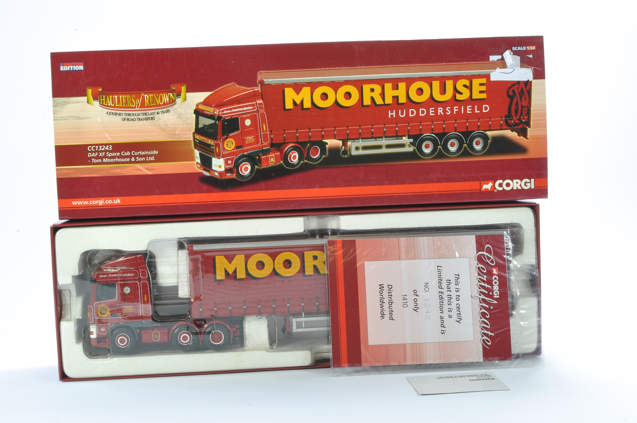 Corgi Model Truck Issue comprising No. CC13243 DAF XF Space Cab Curtainside in the livery of Tom
