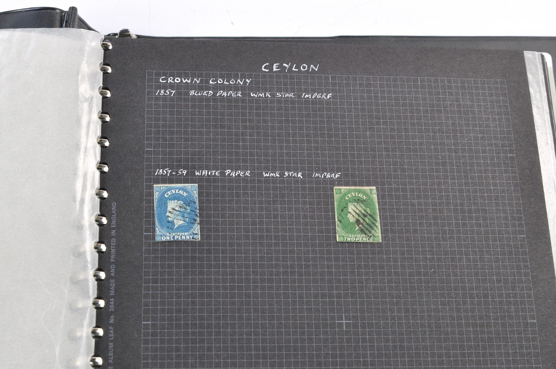 Stamps interest comprising large album of High Value Ceylon Stamps from 19th Century - Queen