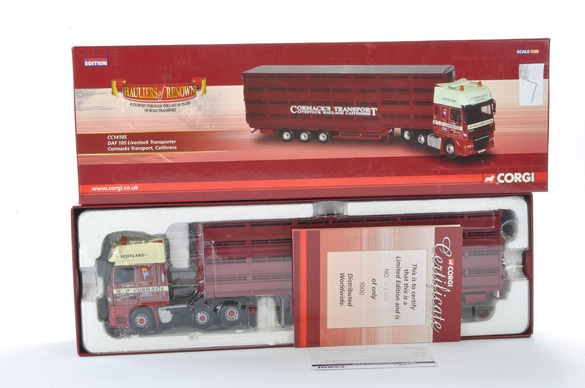 Corgi Model Truck Issue comprising No. CC14105 DAF 105 Livestock Transporter in the livery of