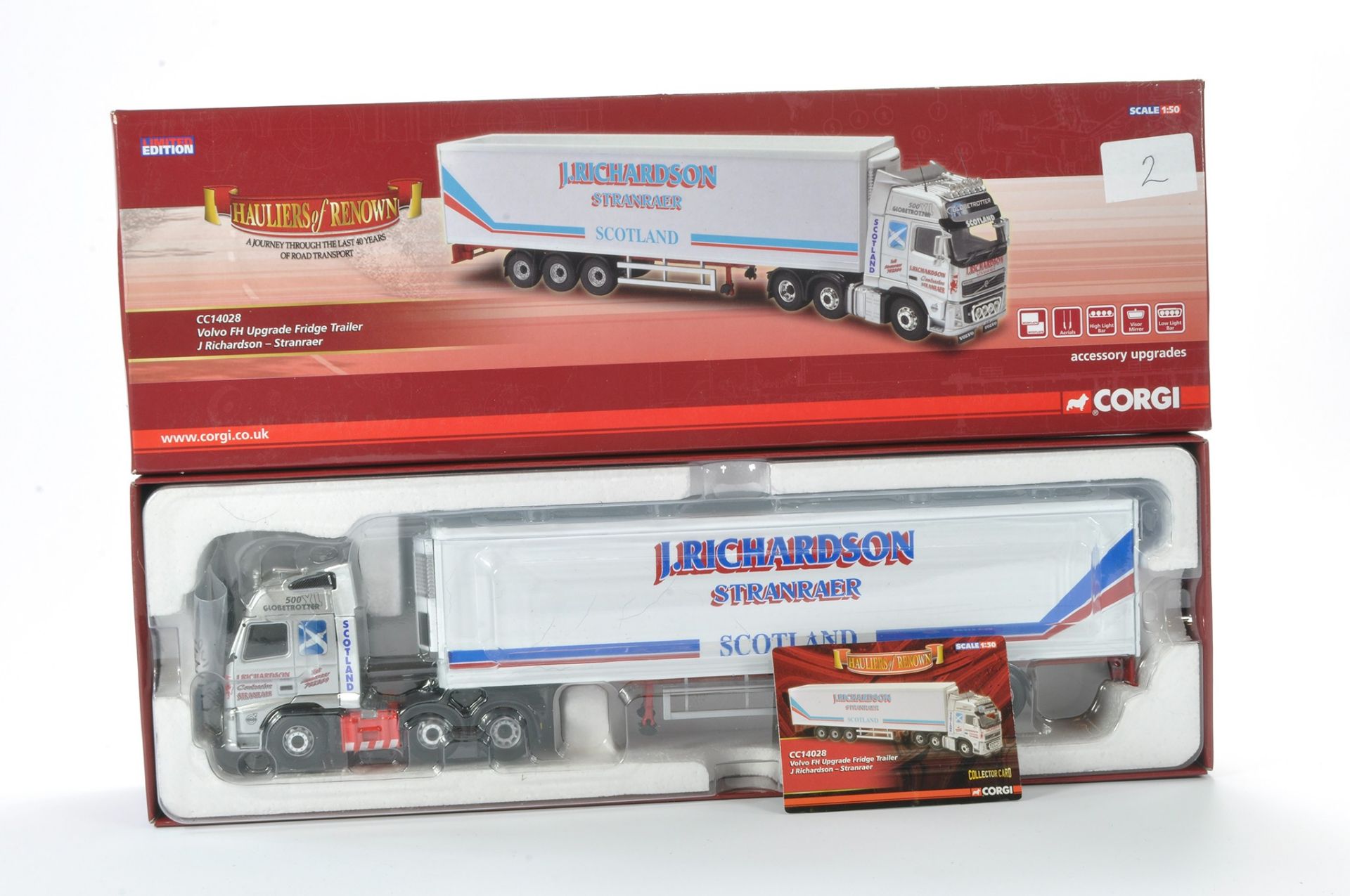 Corgi Model Truck Issue comprising No. CC14028 Volvo FH Upgrade Fridge Trailer in the livery of J