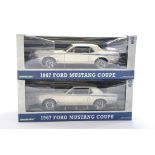 Greenlight Collectibles 1/18 duo of 1967 Ford Mustang Coupe Pacesetter. Look to be without signs