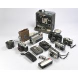 A Collection of Vintage Cameras and Film Equipment comprising of: Agfamatic 50, Kodak Instamatic