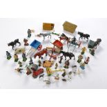 Assorted lead Metal farm figures including vintage issues from Britains including animals and