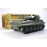 Vintage Action Man Scorpion Tank. Tracks complete both sides, generally good with fair original box.