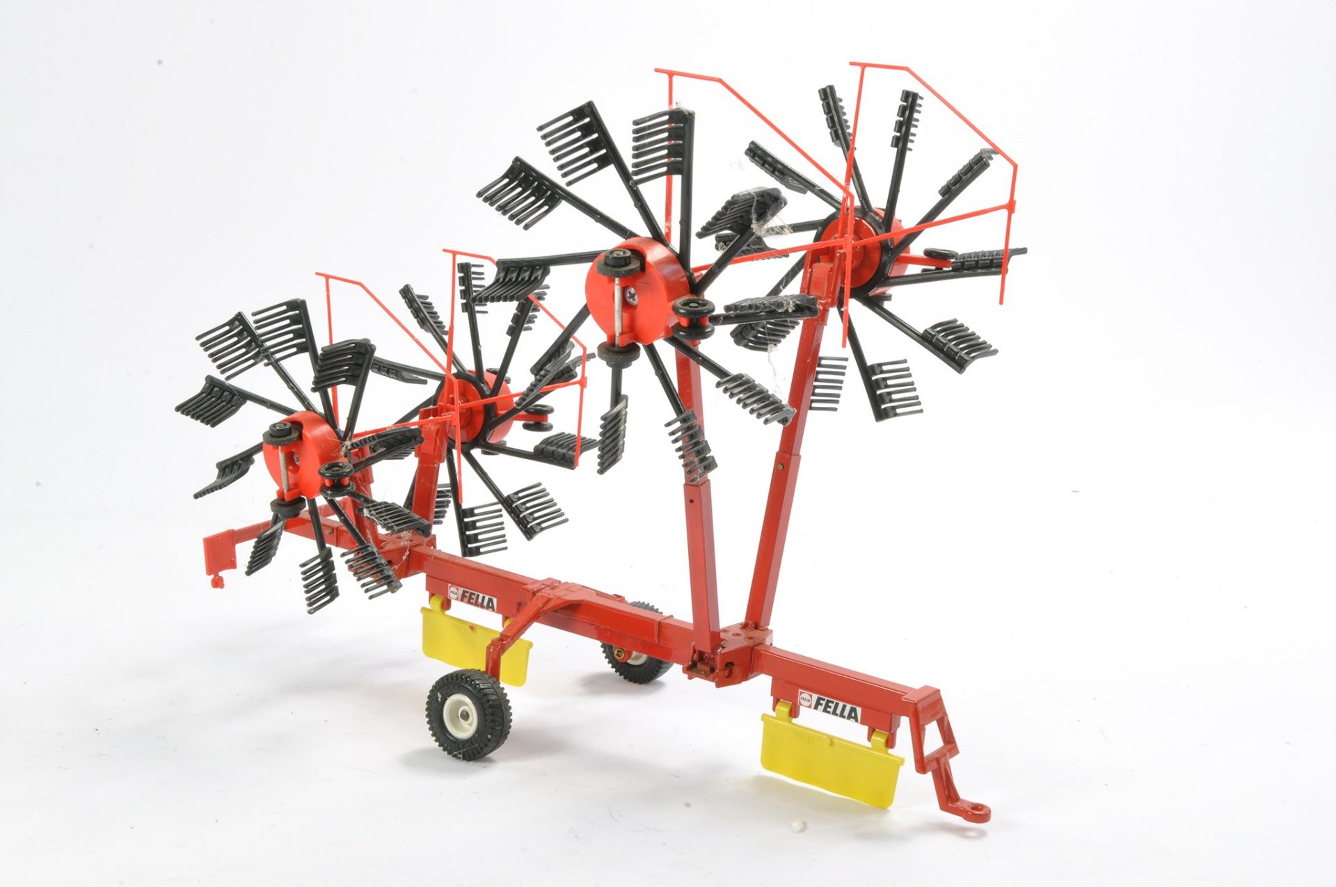 Farm Model interest comprising a scratch built 1/32 Fella 4 Rotor Windrower. This unique model (only