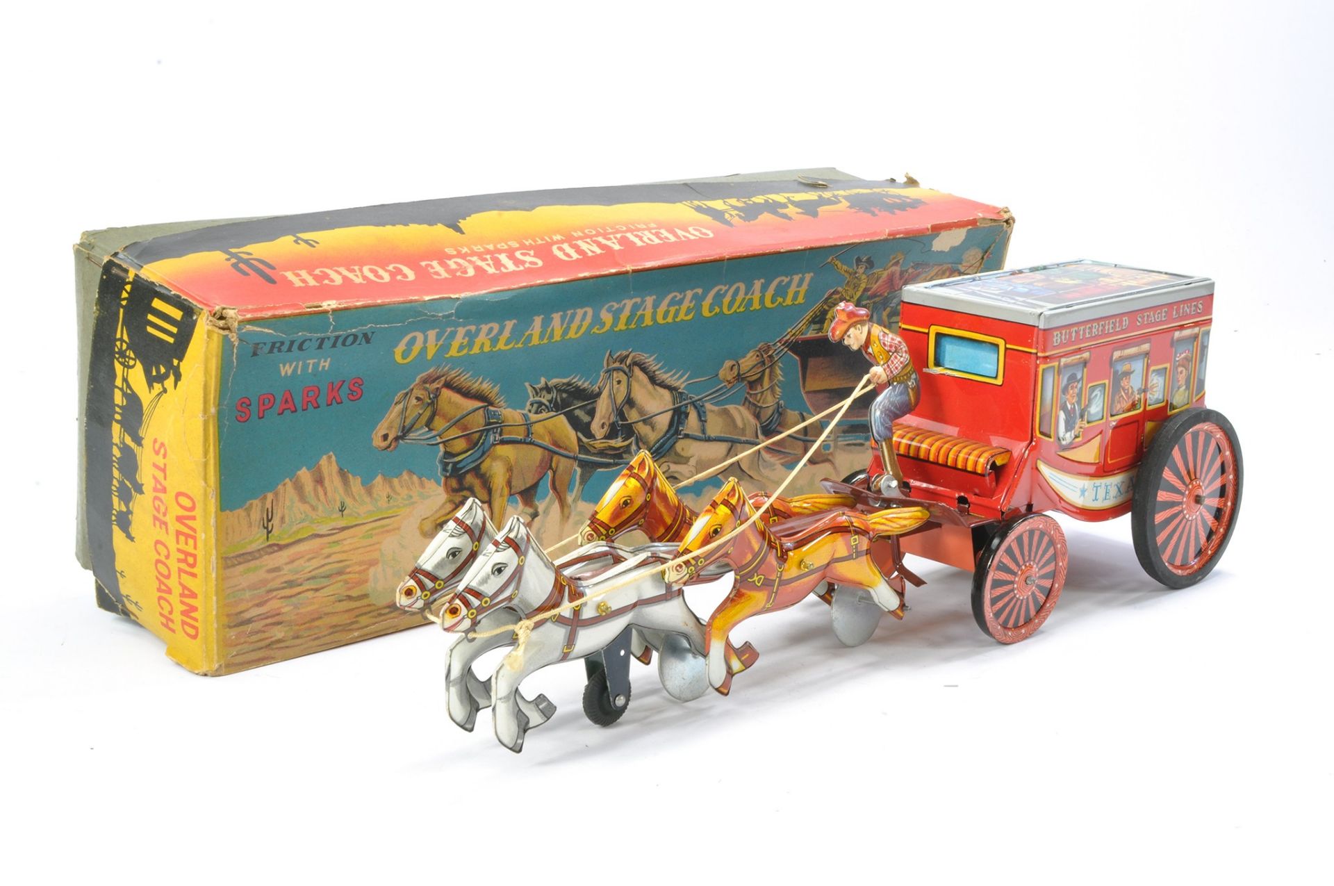 ALPS Friction Driven Tinplate Overland Stagecoach with Sparks. Generally excellent although motor