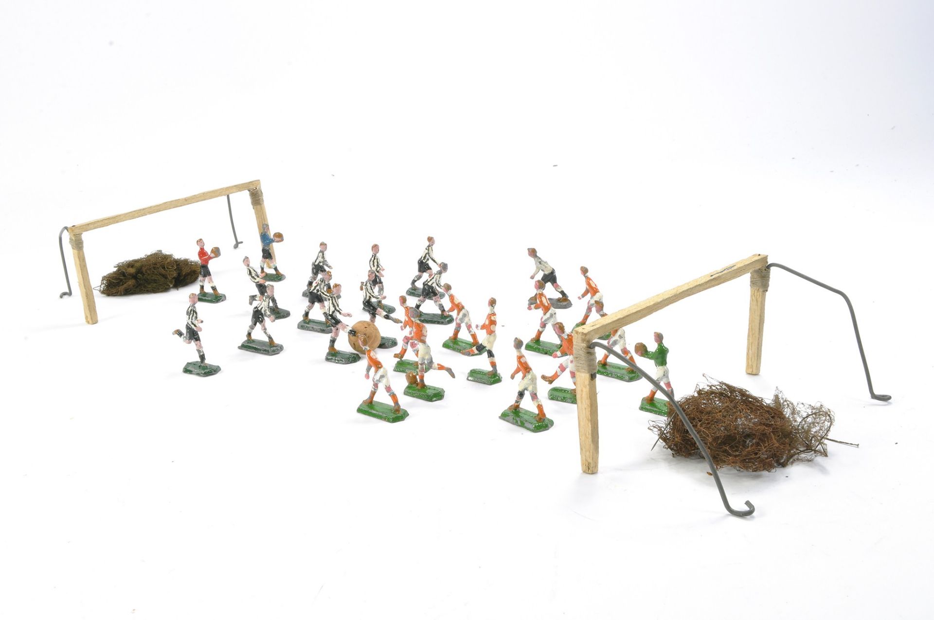 Unusual Lead Metal Football - Soccer Figures likely from a vintage game as shown. Maker unknown.