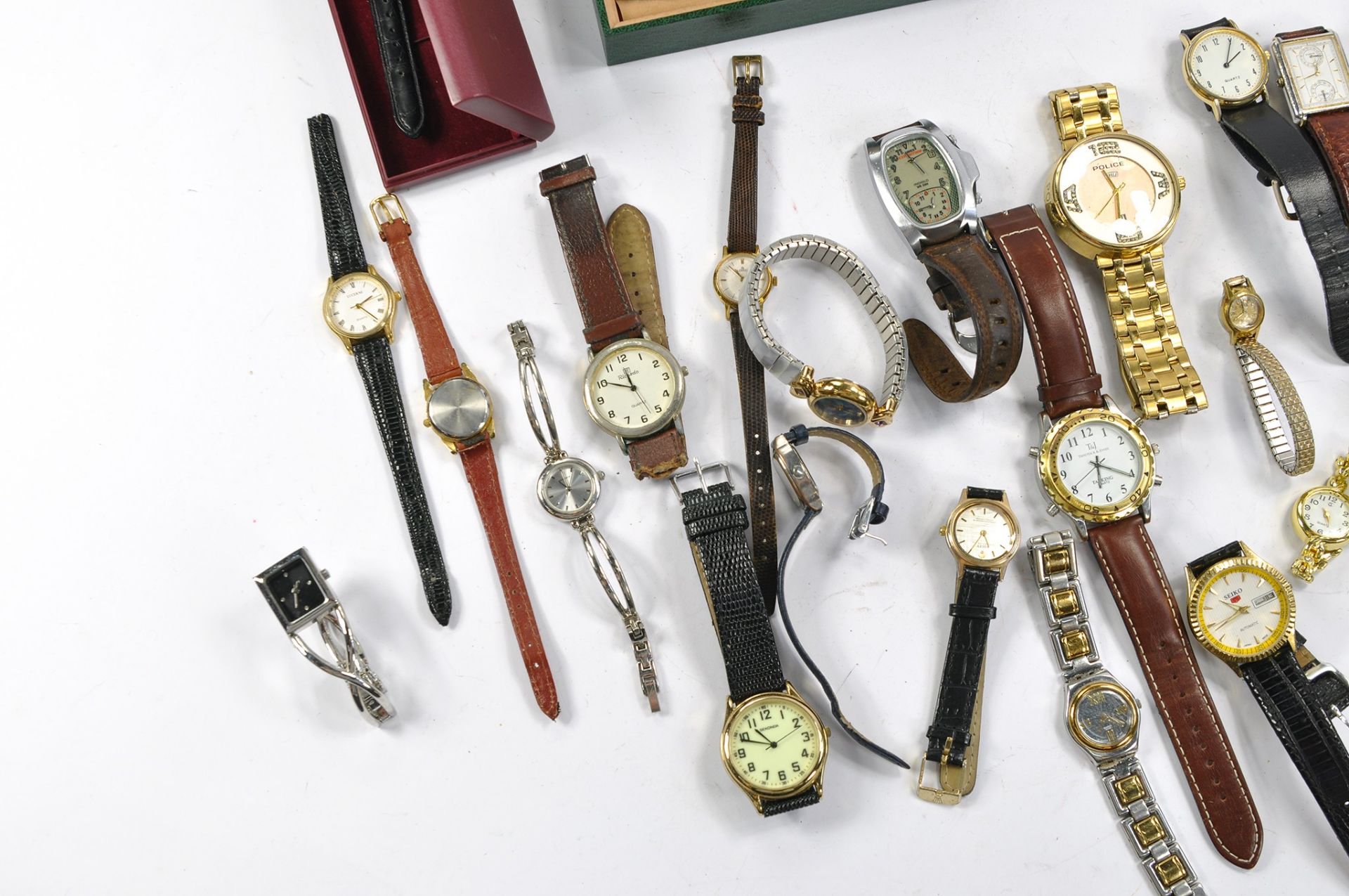 A group of used wrist watches including Rolex Replica issue with case and many others. All untested. - Image 2 of 5