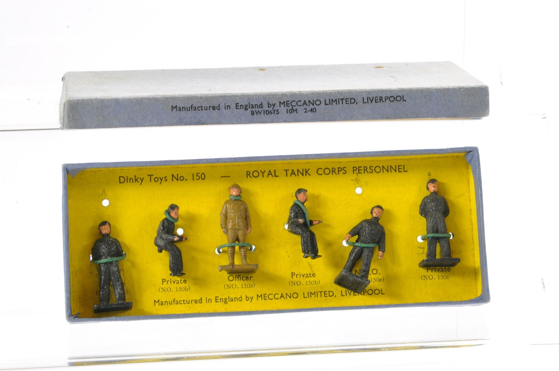 Dinky pre-war set No. 150 Royal Tank Corps Personnel. Complete with string ties. Good to very