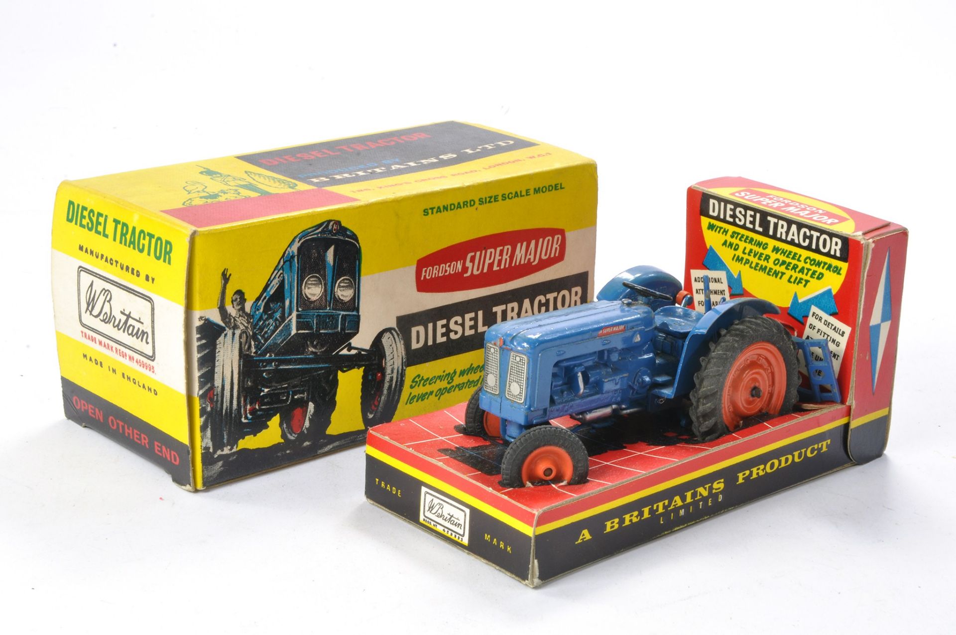 Britains 1/32 farm issue comprising No. 172F Fordson Super Major Diesel Tractor. Generally very good