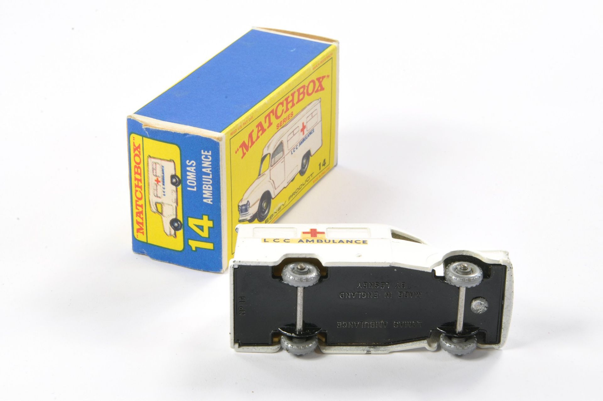 Matchbox Regular Wheels comprising No. 14c Bedford Lomas Ambulance. White Body with silver plastic - Image 3 of 3