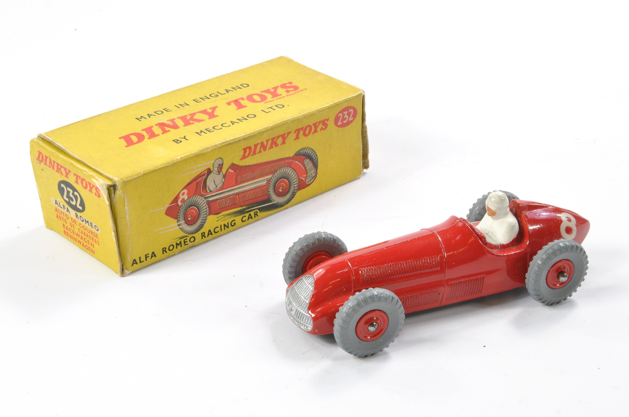 Dinky No. 232 Alfa Romeo Racing Car. Red including hubs. Generally excellent, no obvious sign of