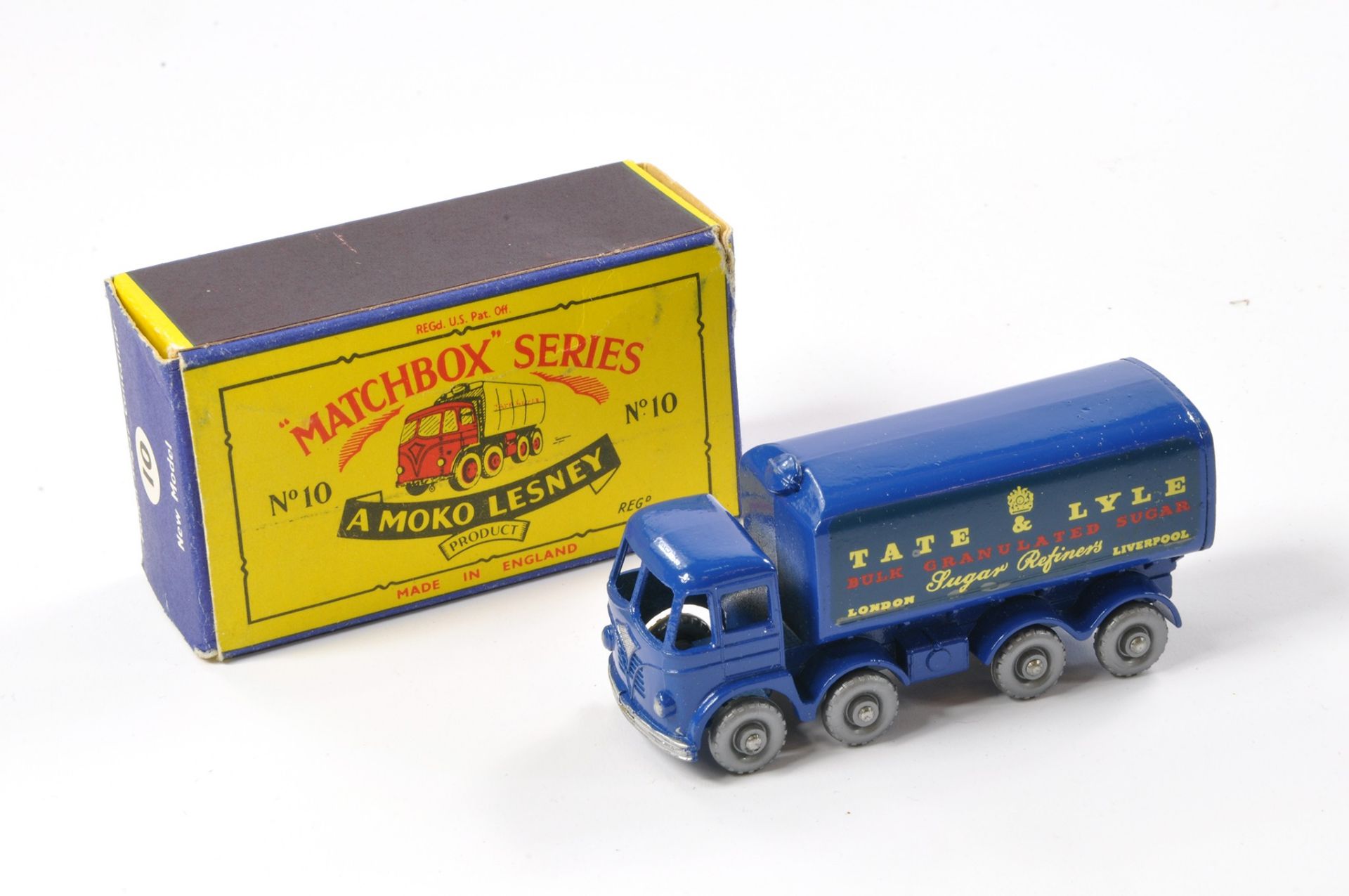 Matchbox Regular Wheels comprising No. 10c Foden Sugar Container - Tate and Lyle. Dark blue,