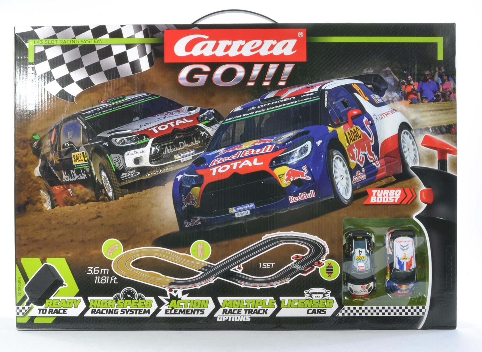 Scalextric type slot car issue comprising Carrera Go Slot Racing System Rally Up. Complete and in