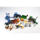 Britains 1/32 assortment of Tractor and Implement issues including Mercedes breakdown, New Holland