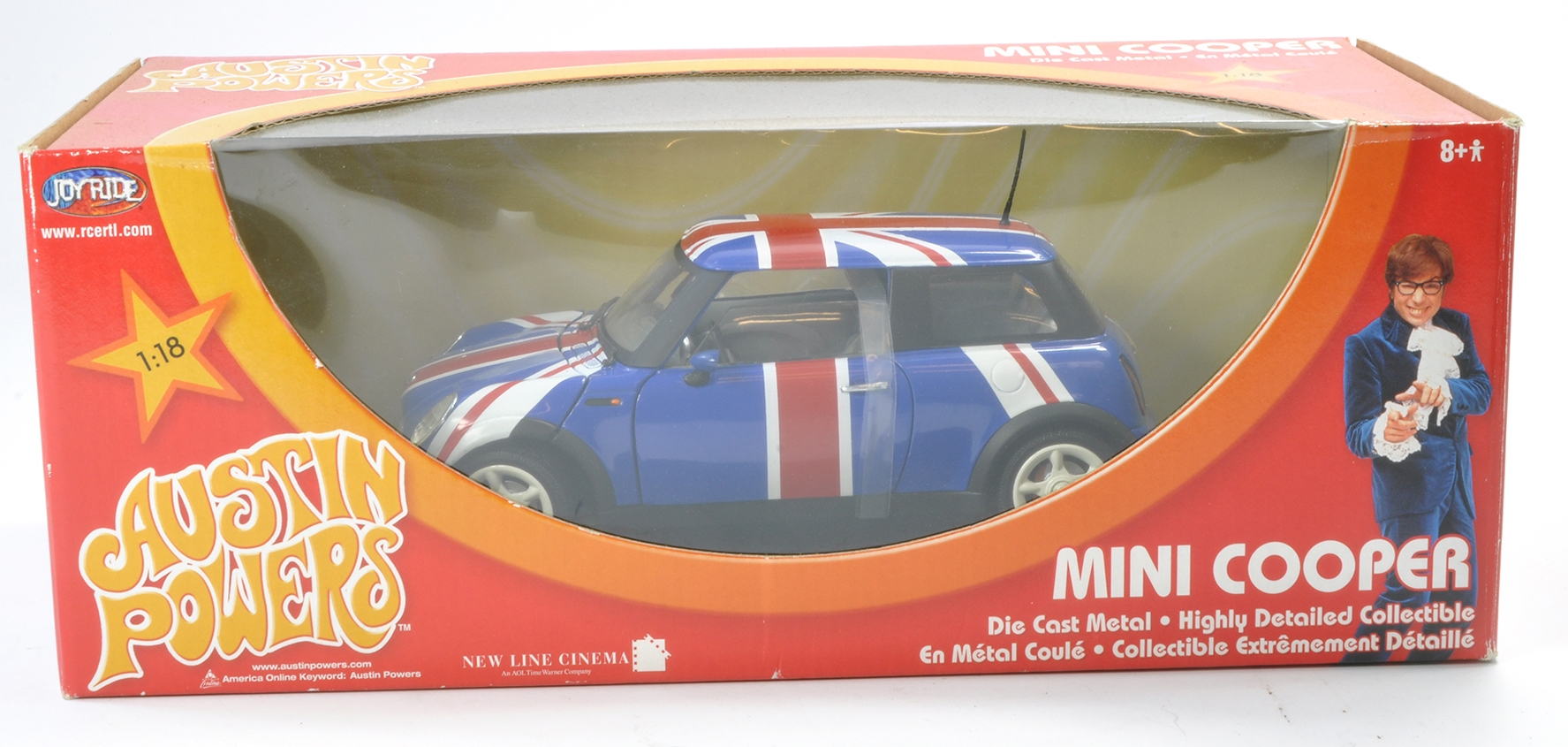 Joy Ride 1/18 Mini Cooper issue from the Film Austin Powers. Looks to be excellent in original box.