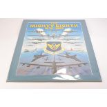 Original mounted illustrated USAF Poster, featuring the Mighty Eighth 1942 to 1992, approx 50 x 70