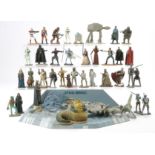 A group of heavyweight Pewter Star Wars figures as shown. A couple with broken parts.