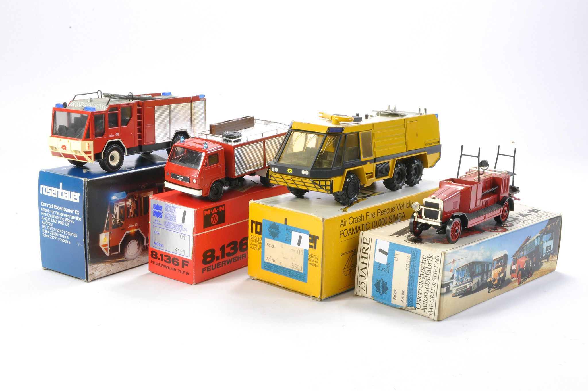 Fire and Rescue model issues comprising Conrad No. 1018 Graf and Stift Fire Truck, No. 5501 Air