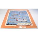 Large original mounted illustrated Dan Air Aircraft Fleet Poster, approx 90 x 70 cm mounted.