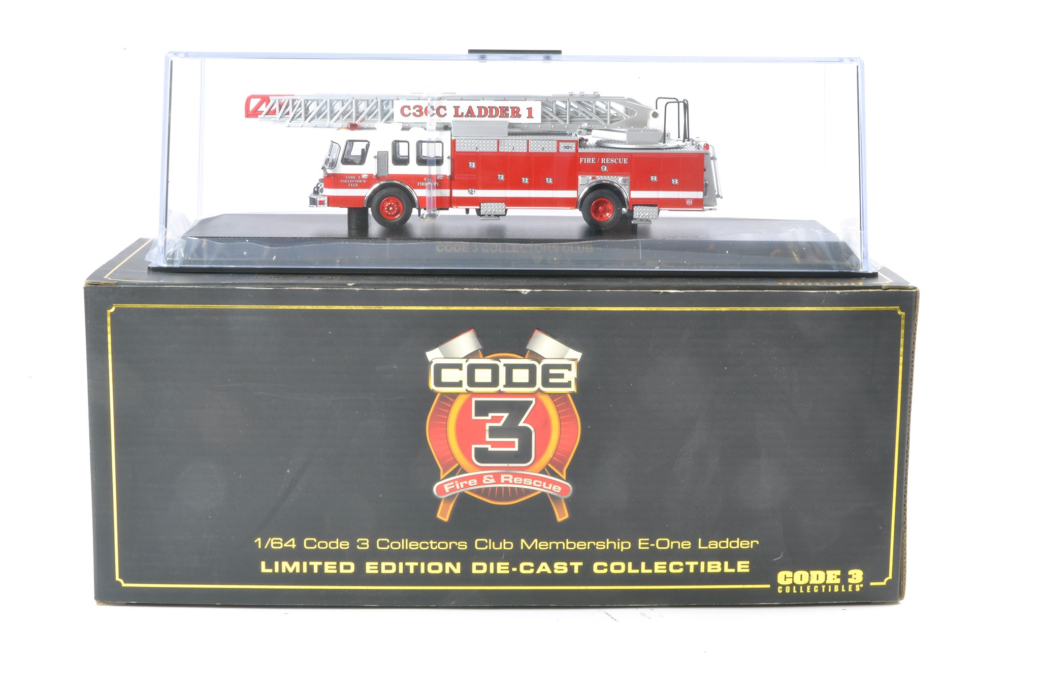 Fire and Rescue model issue comprising Code 3 Collectibles No.12962 E-One Ladder Truck in the livery