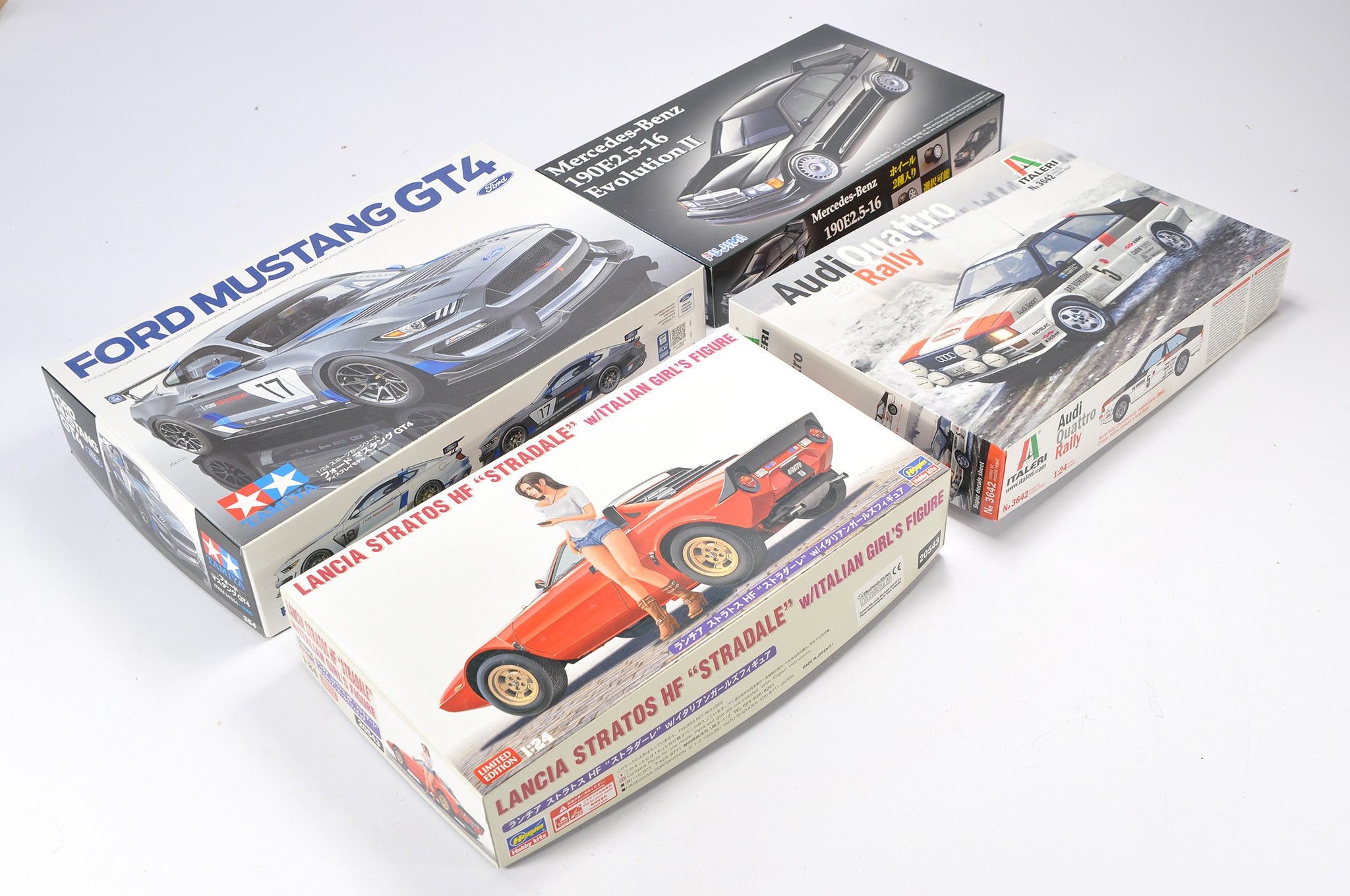 A group of 1/24 scale Model Cars and Racing Kits comprising Fujimi Mercedes-Benz 190E2.5-16 Evp;