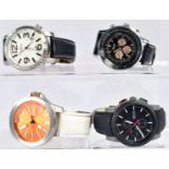 Four Gentleman's leather Wrist Watches to include Hugo Boss, Jaragar A034, Fossil JR1198 white