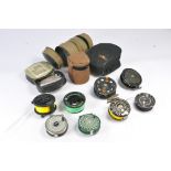 Fishing / Angling interest comprising a group of Fly Fishing Reels as shown. In addition two large