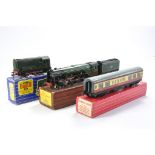 Model Railway comprising duo of locomotives and coach as shown. Look to be without signs of