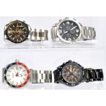 Four Gentleman's stainless steel, bracelet Wrist Watches to include Fossil FS5049 white dial, Curren