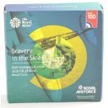 The Royal Mint "Bravery in the Skies" RAF Centenary Spitfire 2018 UK £2 Silver proof coin.