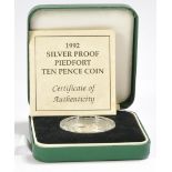 Royal Mint 1992 Silver Proof Piedfort Ten Pence Coin. Limited Edition.