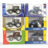 A group of six model tractor issues from ROS and Universal Hobbies including New Holland, Valtra