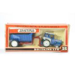 Britains Farm No. 9360 Ford 5000 Tractor and Rear Dump Set. Wheel melt but still very good in