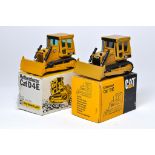 NZG 1/50 diecast model construction issues comprising No. 205 CAT D4E Kettendozer (Early and later