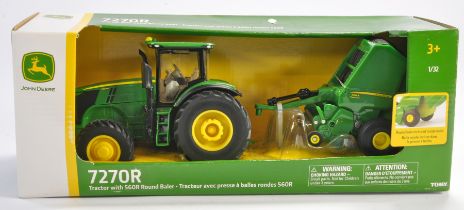 TOMY (2021) 1/32 Farm Model issue comprising No. 47355 John Deere 7270R Tractor with Baler.