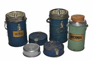 A WWII era group of Wide-necked vintage Thermos flasks used by air-crew on long-range missions.