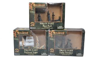 A trio of Pirates of the Caribbean toys, all used, boxes missing inners.