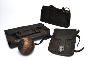 A small selection of early to mid 20th century leather bags / satchels in generally good to very