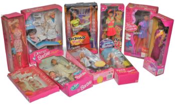 Mattel Barbie Fashion Doll group comprising Shoes Galore, Dentist Barbie, Beyond Pink Christie,