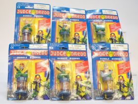 Dorda Toys group of six carded Judge Dredd 'bubble buddies' figures. Factory sealed. Cards would