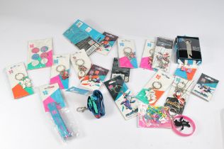 London 2012 commemorative merchandise to include mostly keyrings but other items as shown.