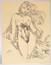 Comic Art Interest comprising signed original sketch of Jean Gray (student of magneto). Ed Benes