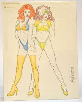 Comic Art Interest comprising original signed Drawing / sketch (on original concept board) of (X-