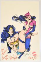 Comic Art Interest comprising original hand 'colored-in' sketch by Faure featuring Wonder Woman