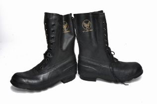 A pair of WWII Bristolite US Airforce issue black leather boots. Size 8. In generally good to very